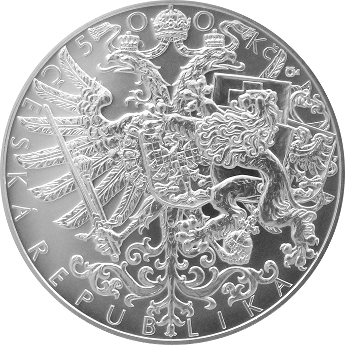 Zadní strana Strieborná minca 500 Kč Bitva u Zborova 100. výročie 2017 Šandard
