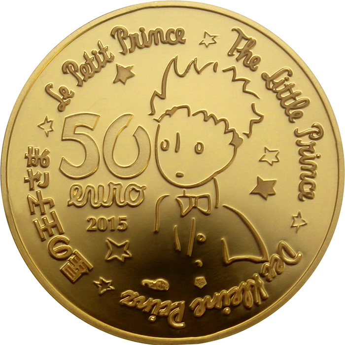 Zadní strana Zlatá minca Malý princ:Hviezdy sú sprievodcovia 1/4 Oz 2015 Proof