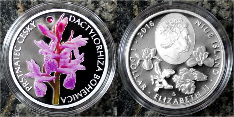 Stříbrná mince 1 NZD Ohrožená příroda - Prstnatec český 2016 Proof