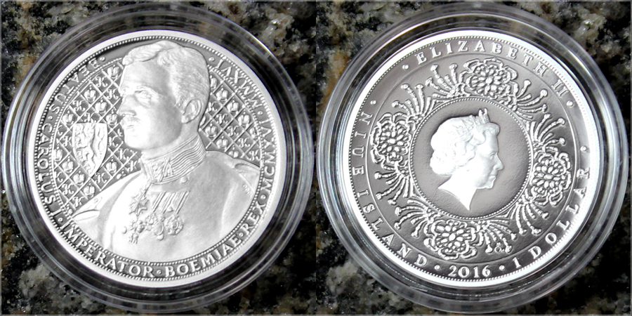 Stříbrná mince 1 NZD Karel I. 2016 Proof