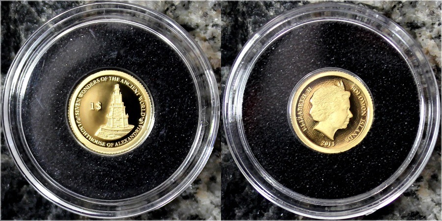 Zlatá mince Maják na ostrově Faru 0.5g Miniatura 2013 Proof