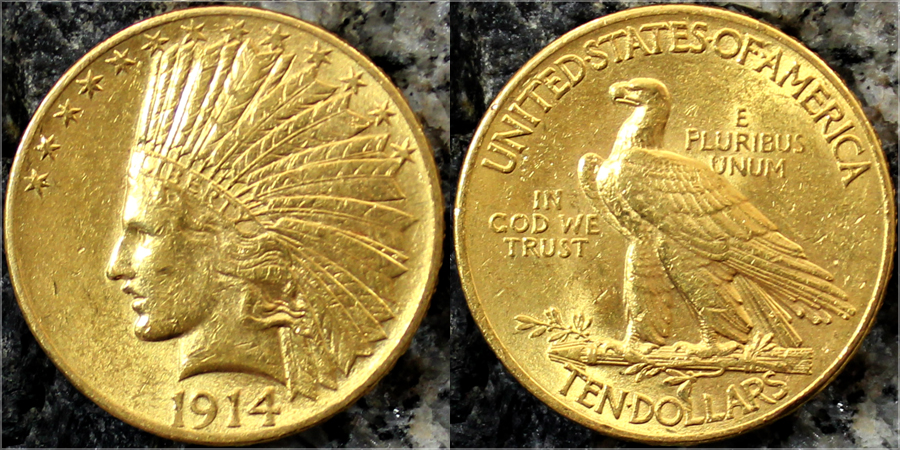 Zlatá mince Indian Head American Eagle 1914