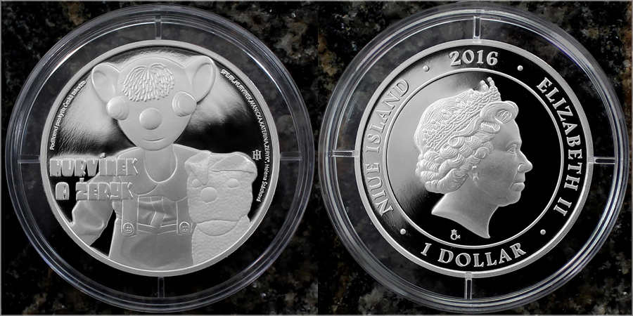 Stříbrná mince 1 NZD Hurvínek a Žeryk 2016 Proof