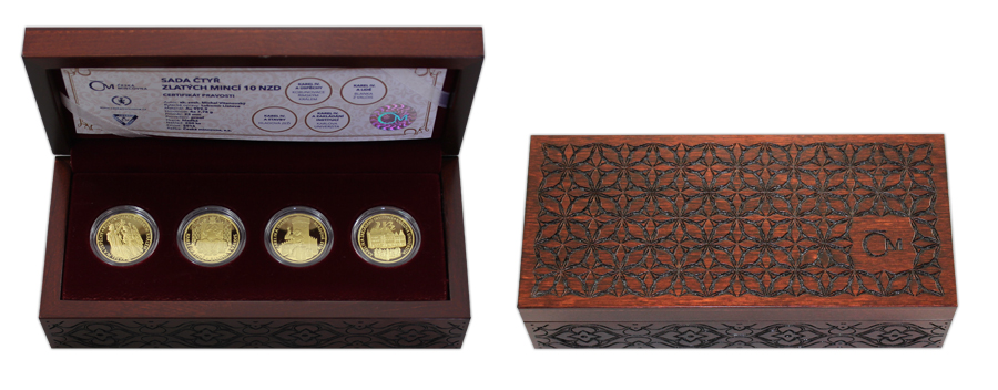 Sada štyroch  zlatých mincí 10 NZD 700. výročie narodenia Karla IV. 2016 Proof