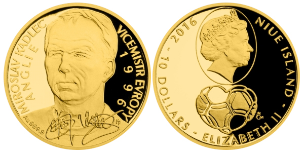 Zadní strana Zlatá čtvrtuncová mince 10 NZD Miroslav Kadlec 2016 Proof