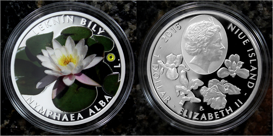 Strieborná minca 1 NZD Ohrozená příroda - Lekno biele 2016 Proof
