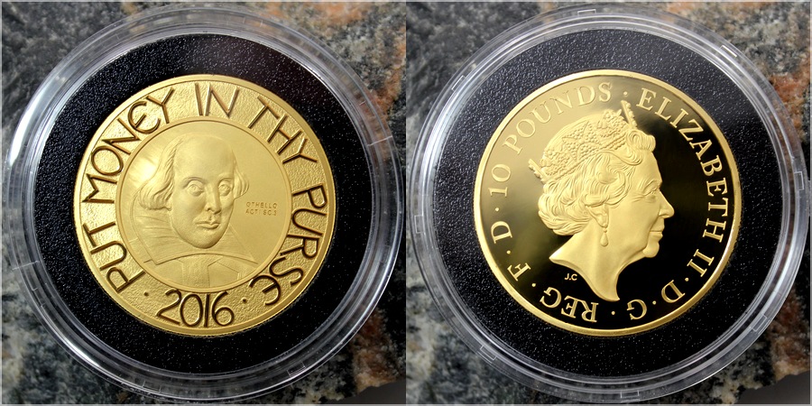 Zlatá mince 5 Oz William Shakespeare 2016 Proof