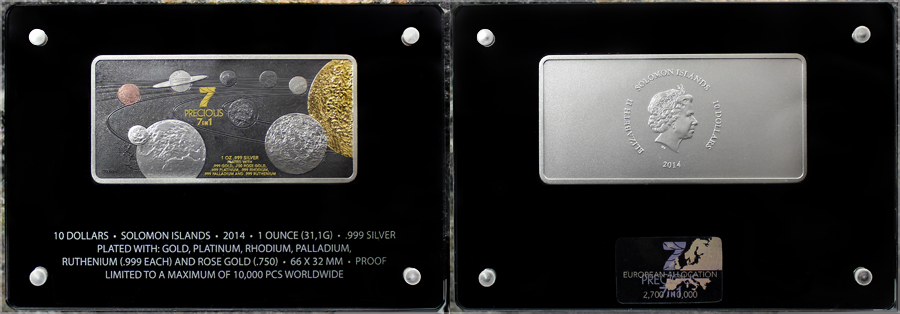 Stříbrná pokovená mince Precious 7 in 1 2014 Proof