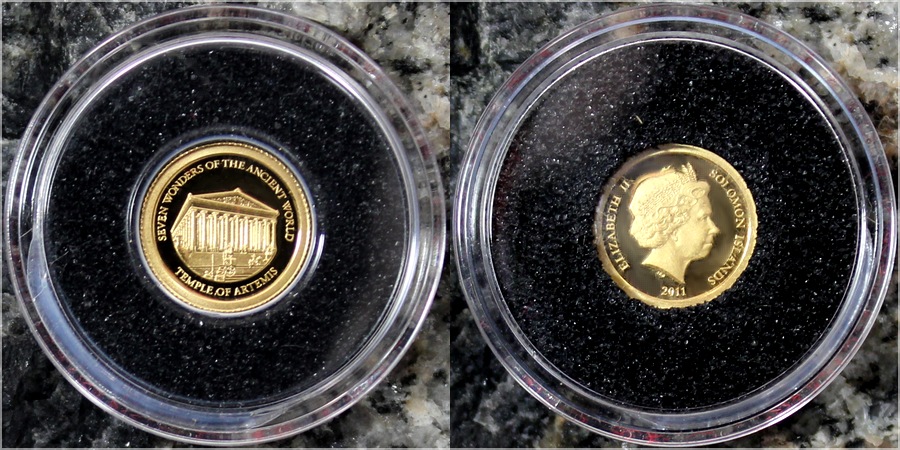 Zlatá mince Artemidin chrám v Efesu 0.5g Miniatura 2011 Proof