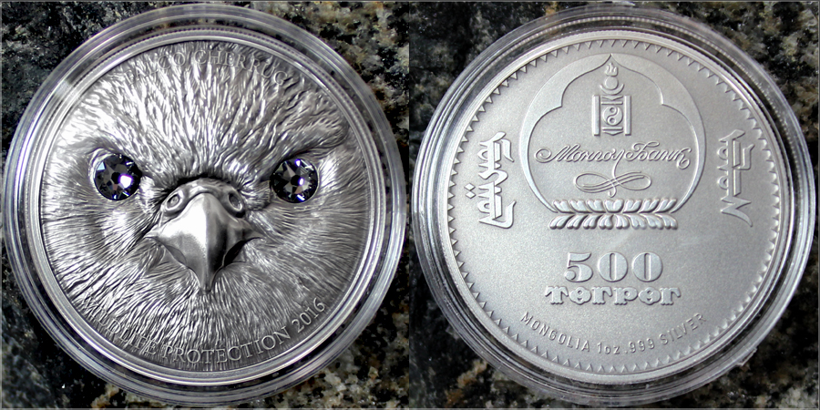 Stříbrná mince Raroh velký 1 Oz Wildlife Protection 2016 Antique Standard