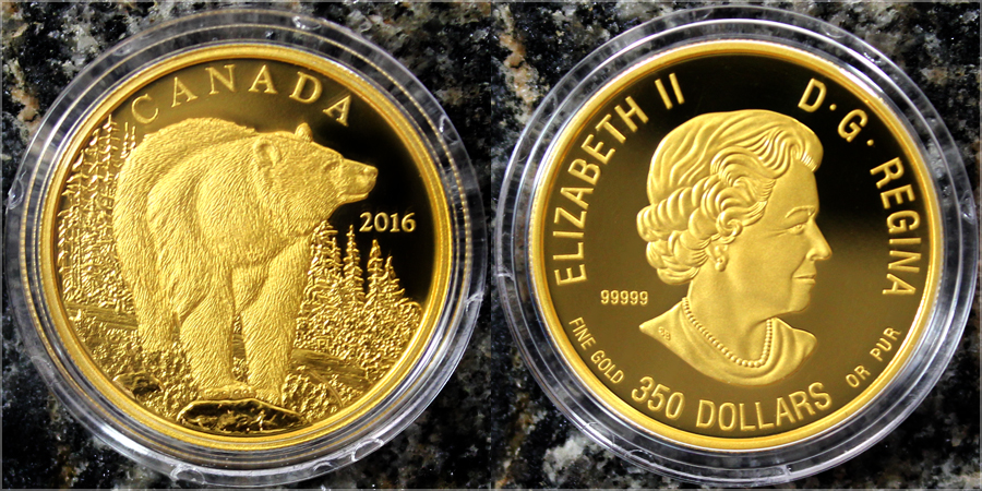 Zlatá mince Medvěd baribal 2016 Proof (.99999)
