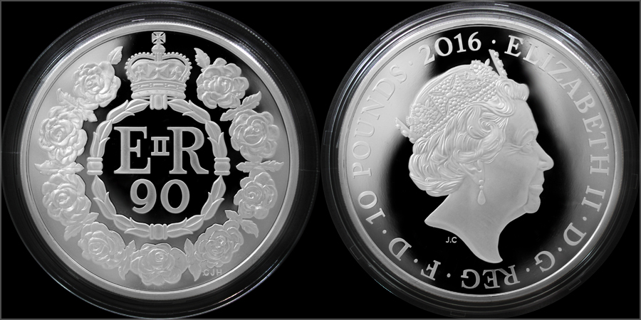 Stříbrná mince 5 Oz Královna Alžběta II. 90. výročí narození 2016 Proof