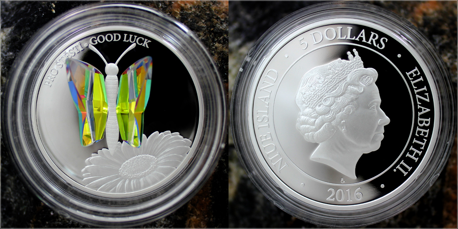 Stříbrná mince 5 NZD Crystal Coin - Pro štěstí 2016 Proof