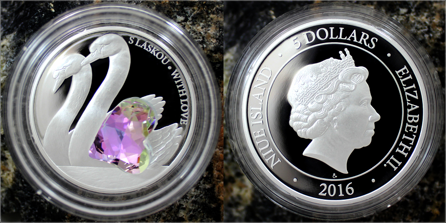 Stříbrná mince 5 NZD Crystal Coin - S láskou 2016 Proof