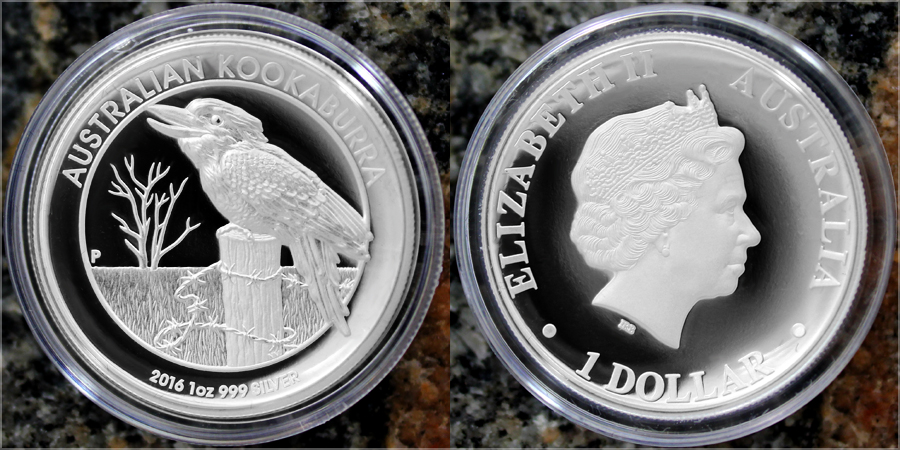 Stříbrná mince Kookaburra 1 Oz High Relief 2016 Proof