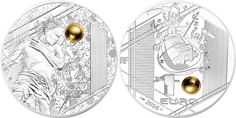 Strieborná minca Majstrovstvá Európy vo futbale Francúzsko - Hlavička 2016 Proof