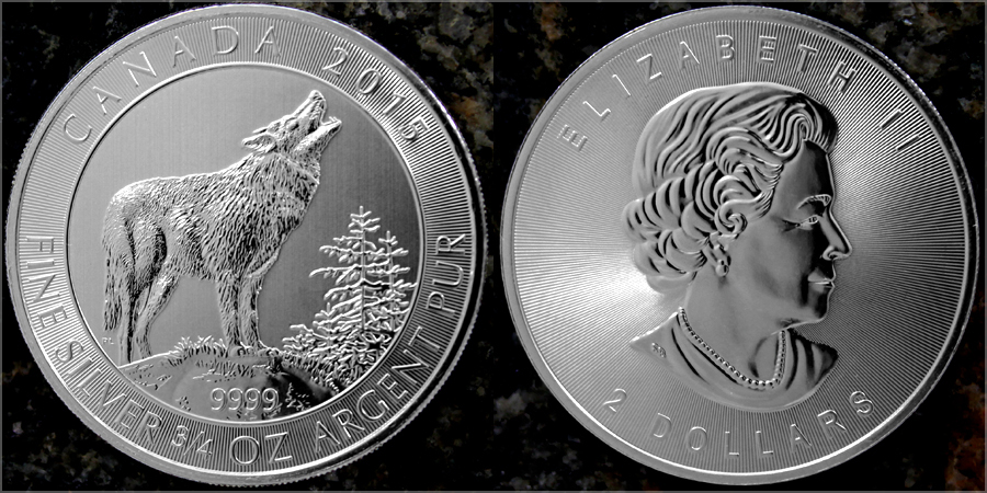 Zadní strana Strieborná investičná minca Grey Wolf 3/4 Oz