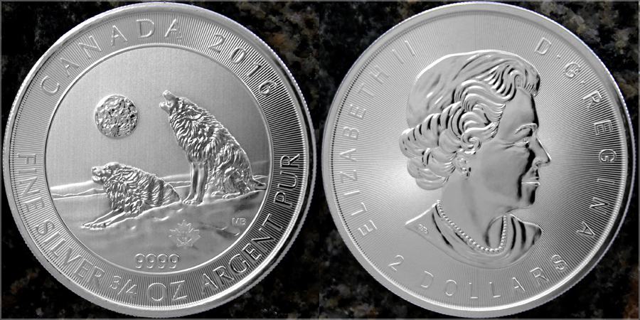 Zadní strana Strieborná investičná minca Howling Wolf 3/4 Oz
