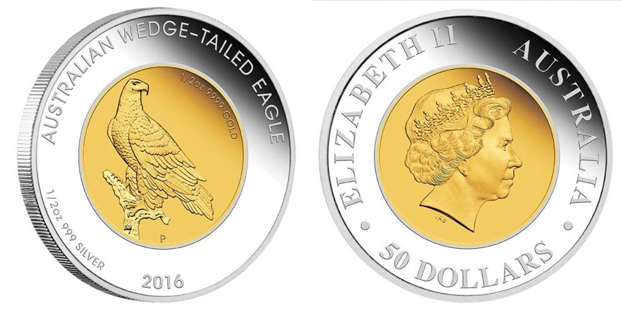 Exkluzívna Bimetalová minca Orol klínochvostý 1 Oz 2016 Proof
