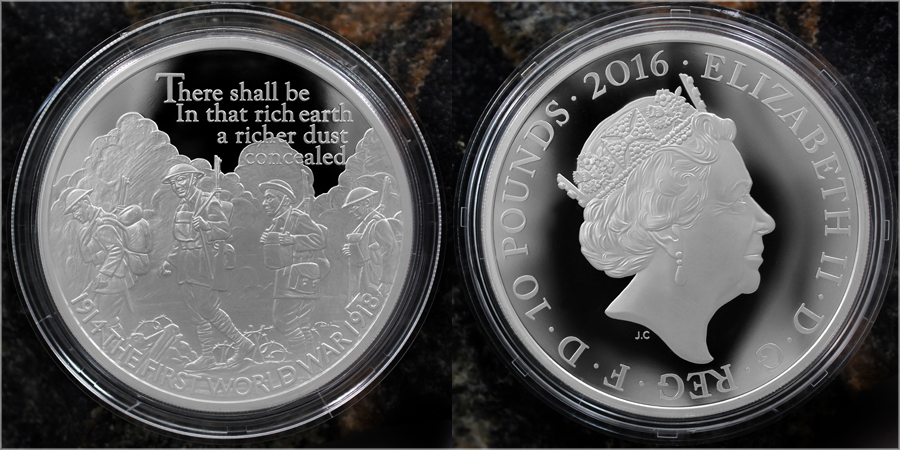 Stříbrná mince 5 Oz První světová válka 100. výročí 2016 Proof