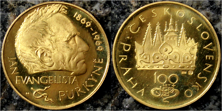 Zlatá medaila J.E.Purkyne 100. výročie úmrtia 1969 Štandard