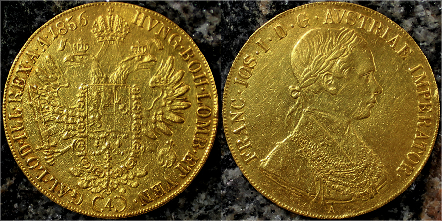 Zlatá mince 4-Dukát Františka Josefa I. 1856
