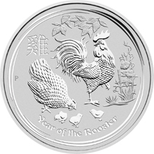 Stříbrná investiční mince Year of the Rooster Rok Kohouta Lunární 10 Kg 2017