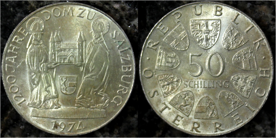 Strieborná minca 50 Šilink 1974