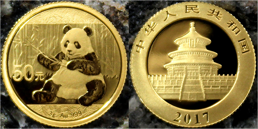 Zlatá investiční mince Panda 3g 2017