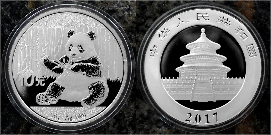 Stříbrná investiční mince Panda 30g 2017