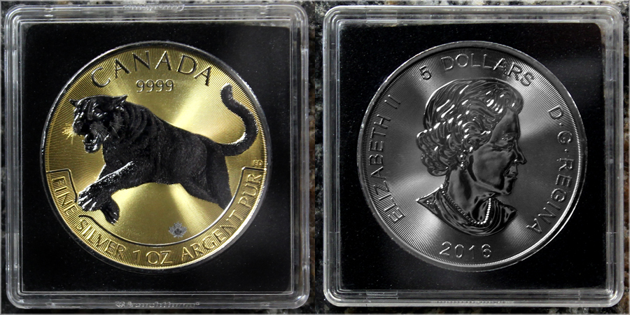 Stříbrná Ruthenium mince pozlacená Puma Predator 1 Oz Golden Enigma 2016 Proof