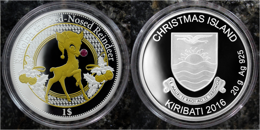 Strieborná minca Rudolph the Rednosed Reindeer Vianočné mince 2016 Proof