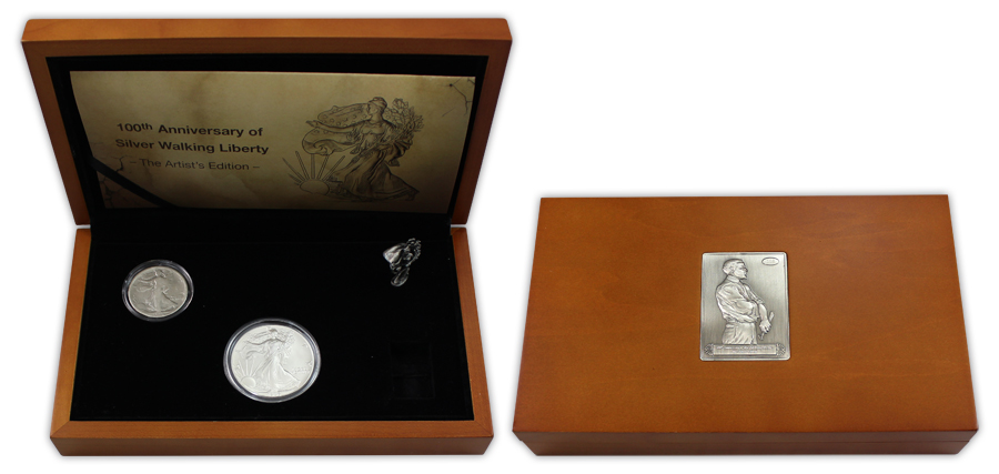 Sada stříbrných mincí Walking Liberty The Artist's Edition 100. výročí