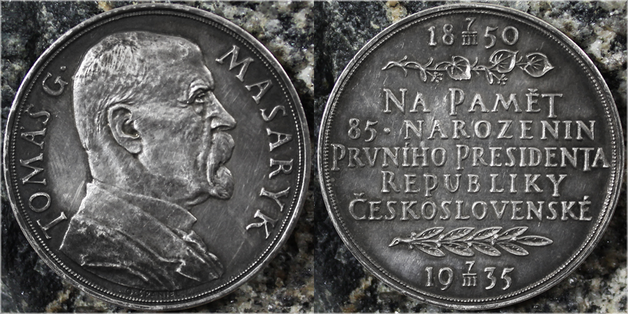 Stříbrná medaile T.G. Masaryk 85. výročí narození 1935