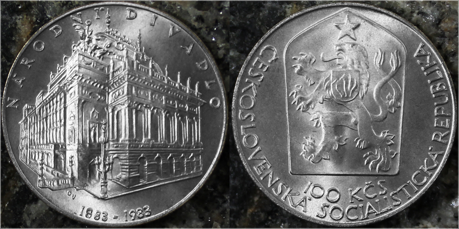 Stříbrná mince 100 Kčs Národní divadlo 100. výročí 1983