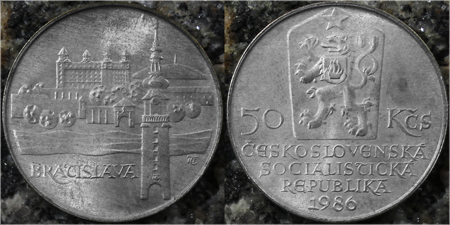 Stříbrná mince 50 Kčs Bratislava 1986