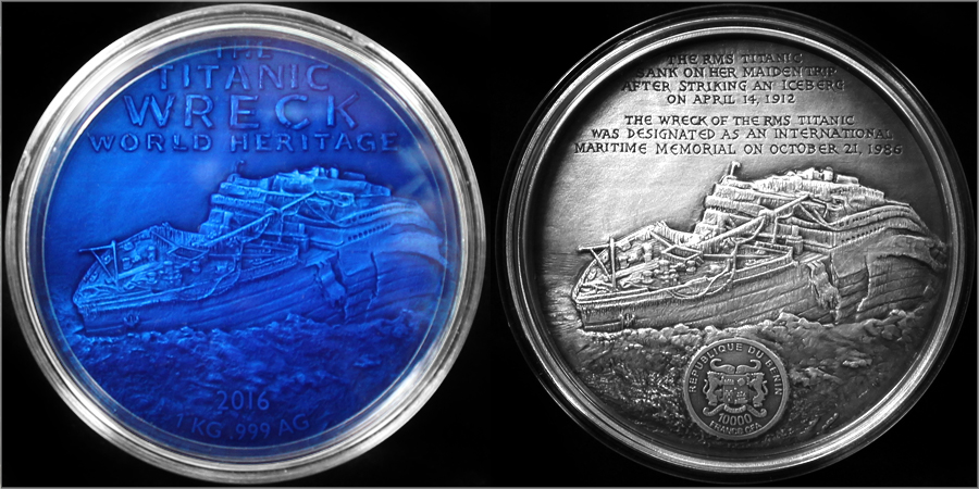 Strieborná minca 1 Kg Deep Sea Titanic 2016 Antique Štandard