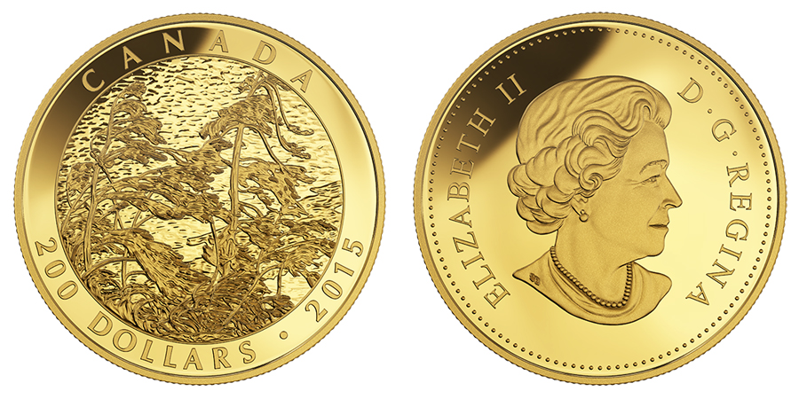 Zlatá mince Tom Thomson: Pine Island, Georgian Bay 1 Oz 2015 Proof