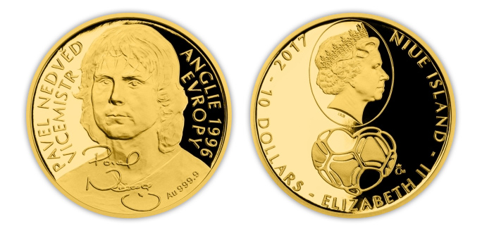 Zlatá čtvrtuncová minca Pavel Nedvěd 2017 Proof