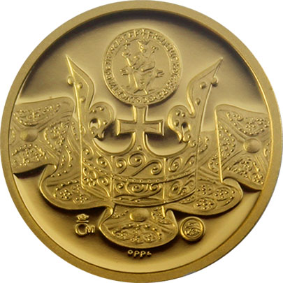 Zlatá medaile s motivem 20 Kč bankovky - Přemysl Otakar I. 2017 Proof