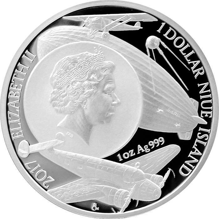 Zadní strana Strieborná minca Storočie lietania - Amélia Earhartová 2017 Proof