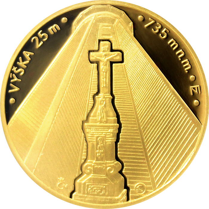 Zlatá čtvrtuncová medaile Rozhledna na Křížové hoře 2017 Proof