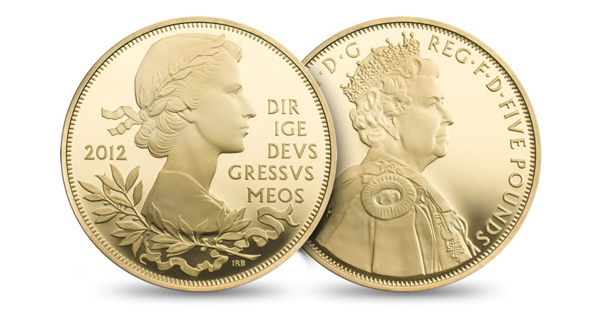 Zadní strana Stříbrná pozlacená mince Diamantové výročí Elizabeth II. 2012 Proof