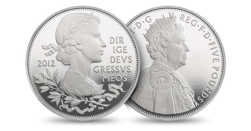Stříbrná mince Diamantové výročí Elizabeth II. 2012 Piedfort Proof