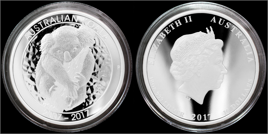 Stříbrná mince 10 Oz Koala 10. výročí 2017 Proof