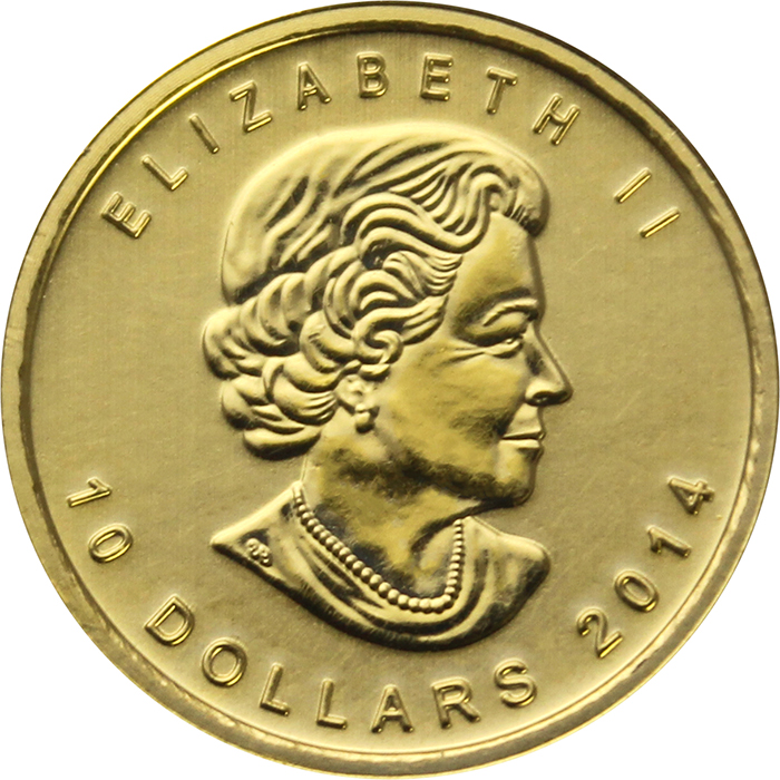 Zadní strana Zlatá investiční mince Arctic Fox 1/4 Oz 2014