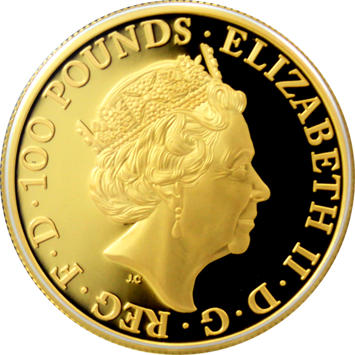 Zadní strana Zlatá minca Lion of England 1 Oz 2017 Proof