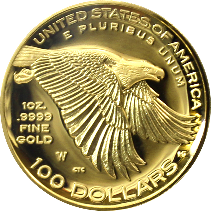 Zadní strana Zlatá mince American Liberty 1 Oz 2017 High Relief Proof