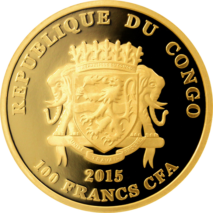 Zadní strana Zlatá investiční mince Maska z regionu Aljaška - Yup'ik 1 Oz 2015