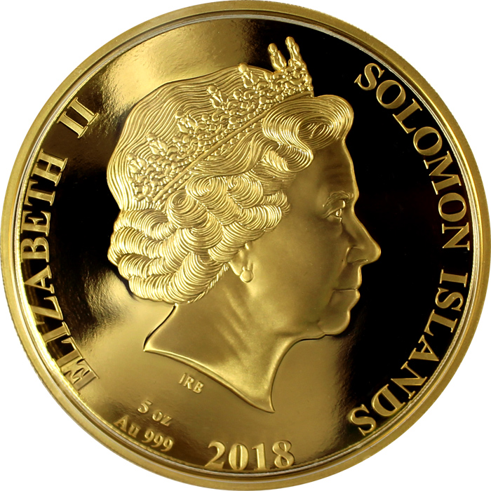 Zlatá minca 5 Oz HMS Endeavour 250. výročie 2018 Perleť Proof